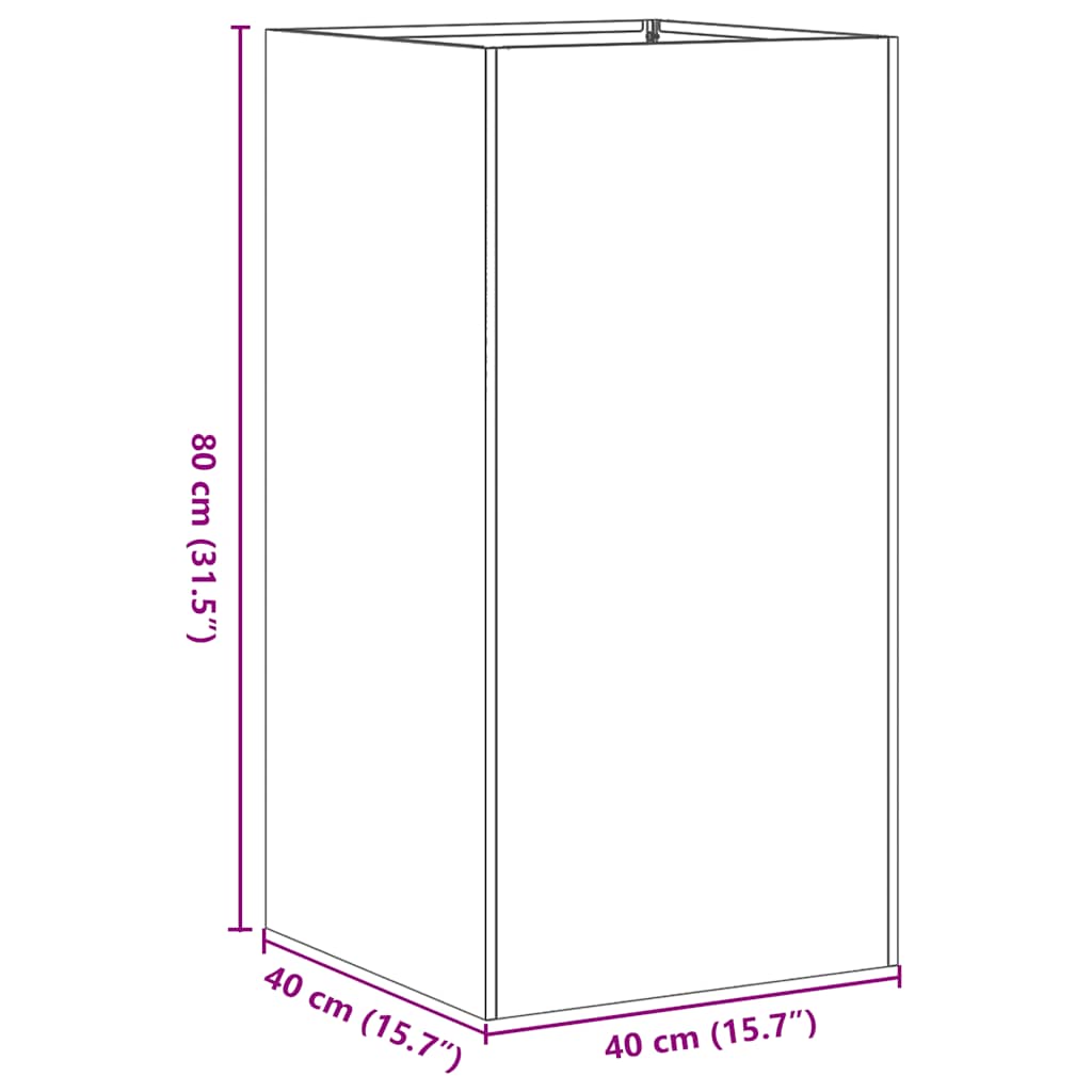 vidaXL Planter Rusty 40x40x80 cm Weathering Steel - Brown