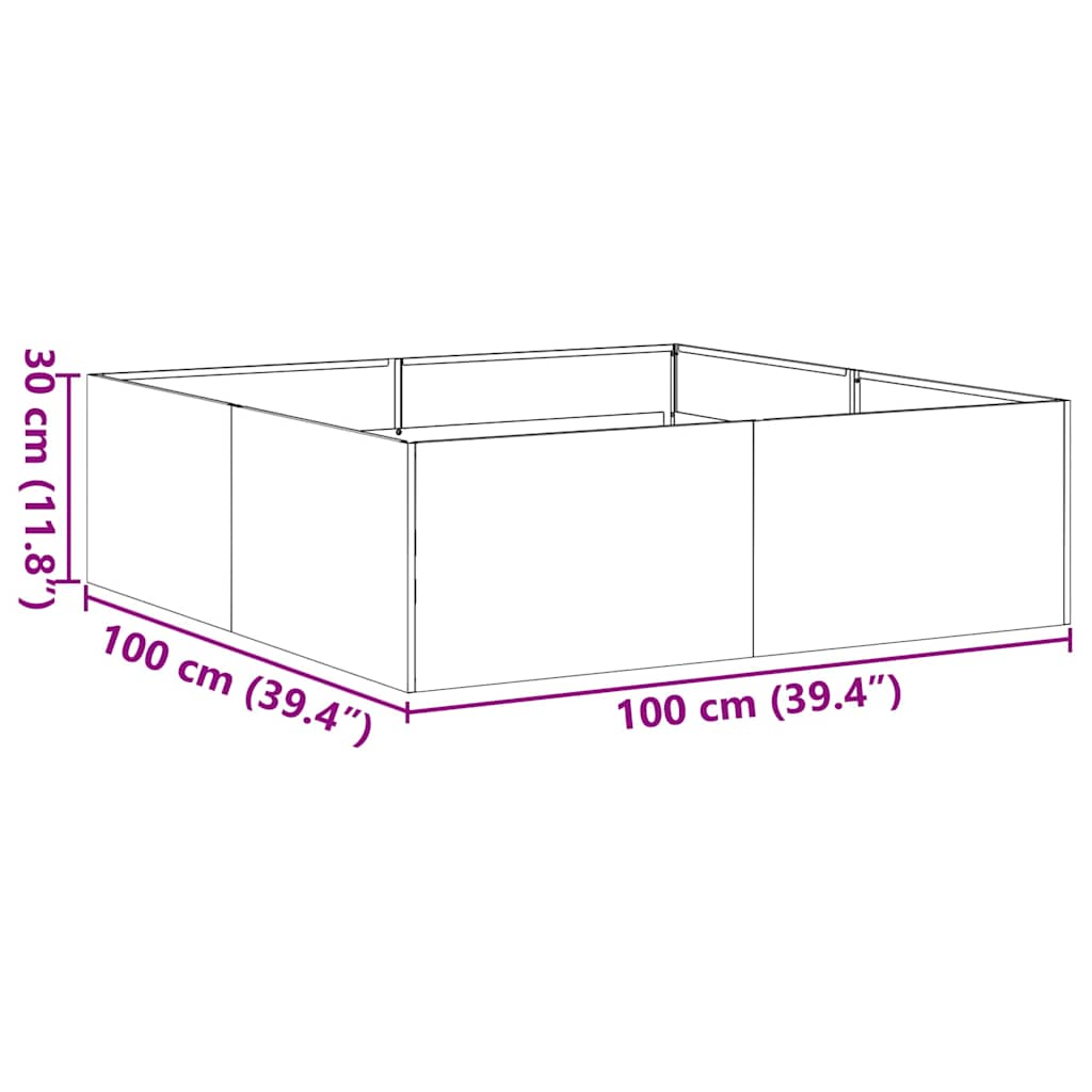 vidaXL Planter Rusty 100x100x30 cm Weathering Steel - Brown
