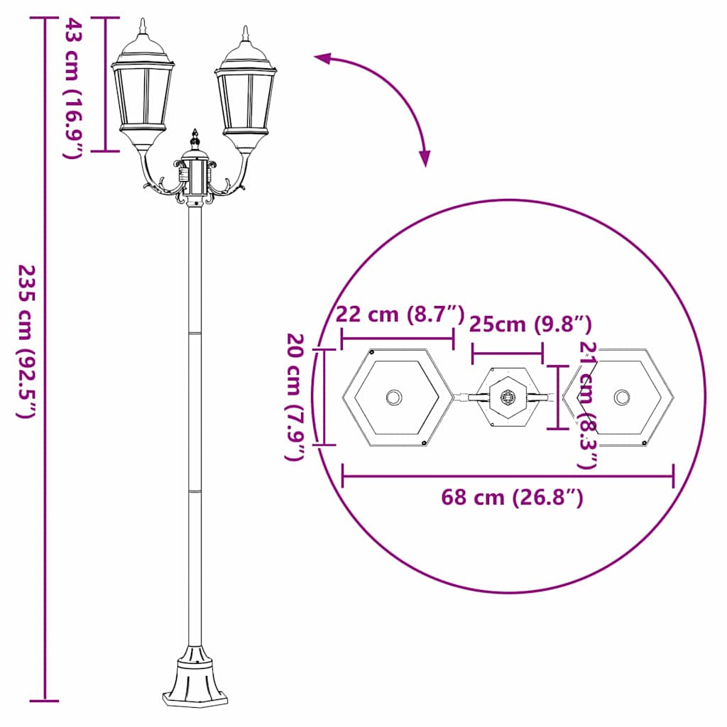 vidaXL Garden Light 68 x 20 x 235 cm Aluminium and Glass - Green