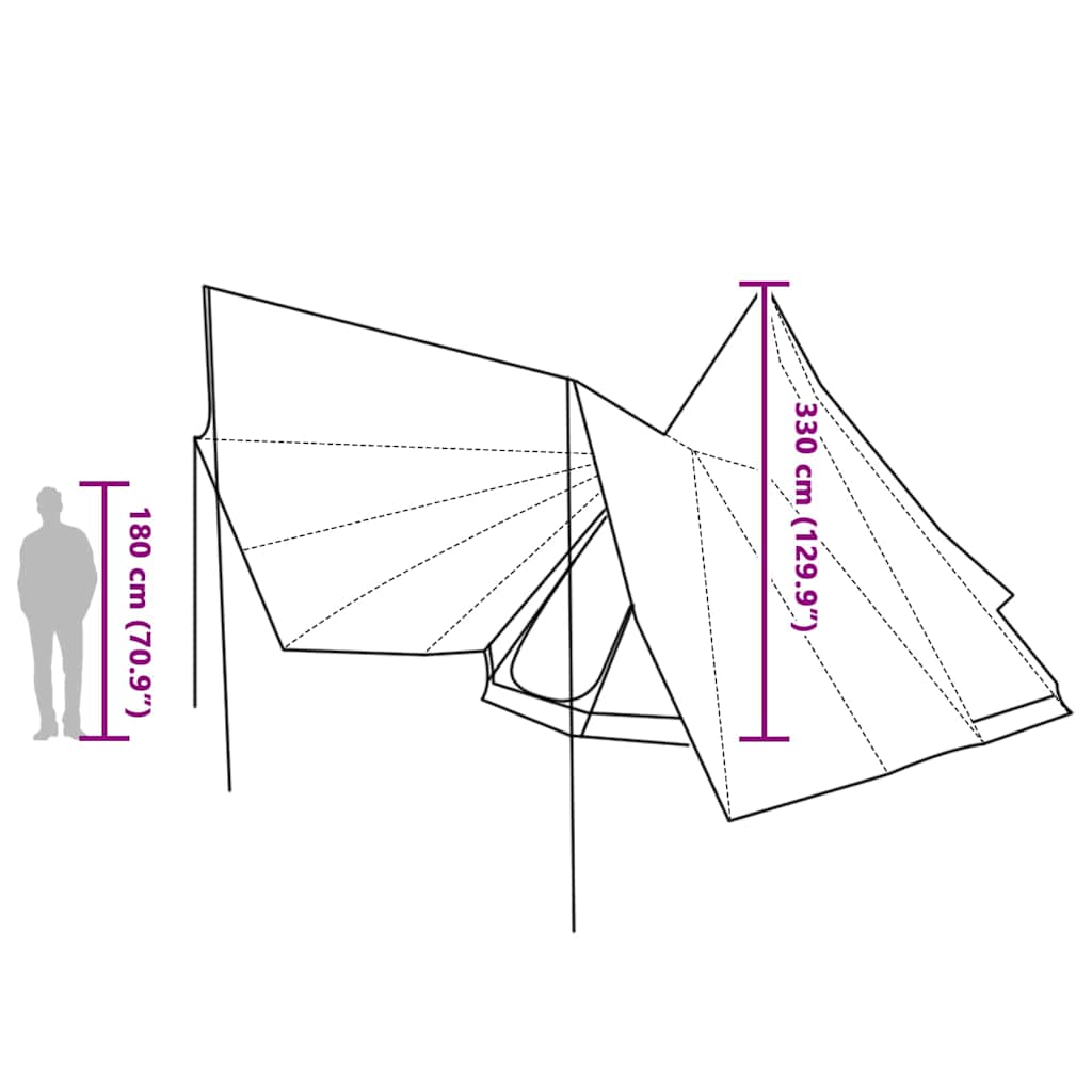 vidaXL Tipi Tent with Roof Green 510 x 690 x 330 cm Taffeta