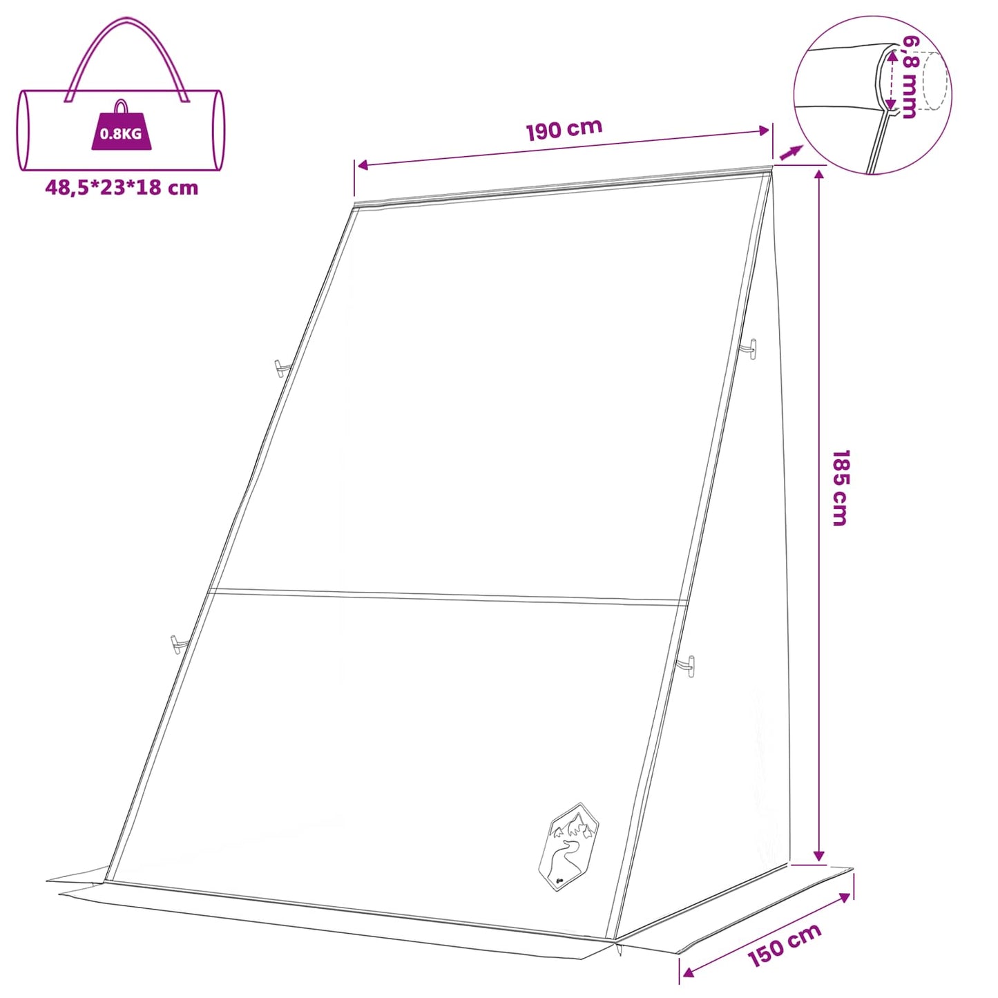 vidaXL Tailgate Tent 190 x 150 x 185 cm Waterproof Green Taffeta