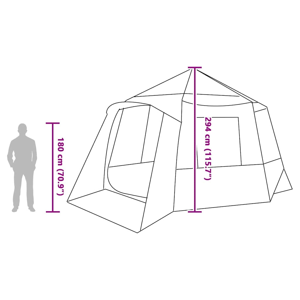 vidaXL Cabin Tent 12-Person Green and Grey 500 x 500 x 294 cm