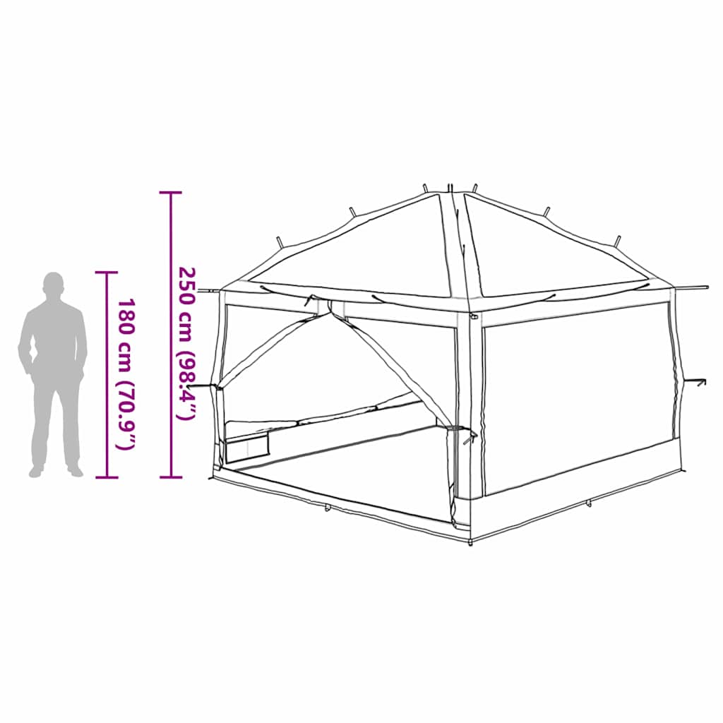 vidaXL Inner Tent 7-Person 7-Person Grey and Orange - 300 x 300x 250 cm