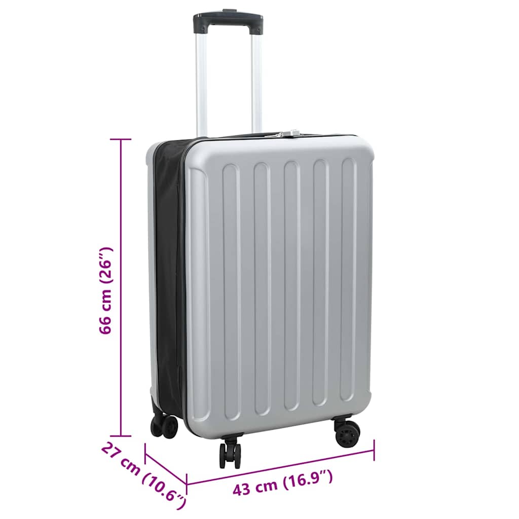 vidaXL Suitcase Folding with Lock Silver 43 x 27 x 66 cm ABS Plastic