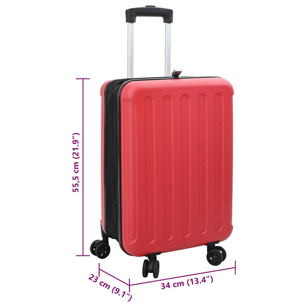 vidaXL Suitcase Folding with Lock Red 34 x 23 x 55.5 cm ABS Plastic