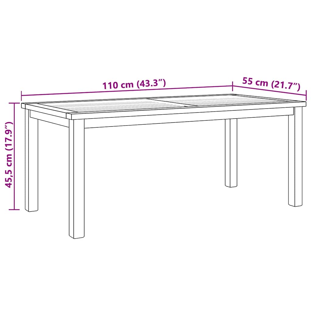 vidaXL Coffee Table Brown 110 x 55 x 45 cm Solid Teak Wood