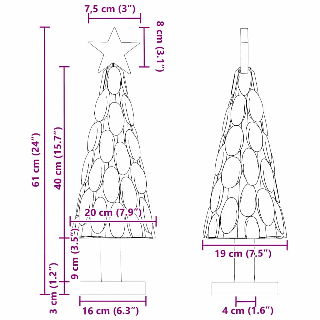 vidaXL Christmas Tree with Stand Brown 61 cm Solid teak wood