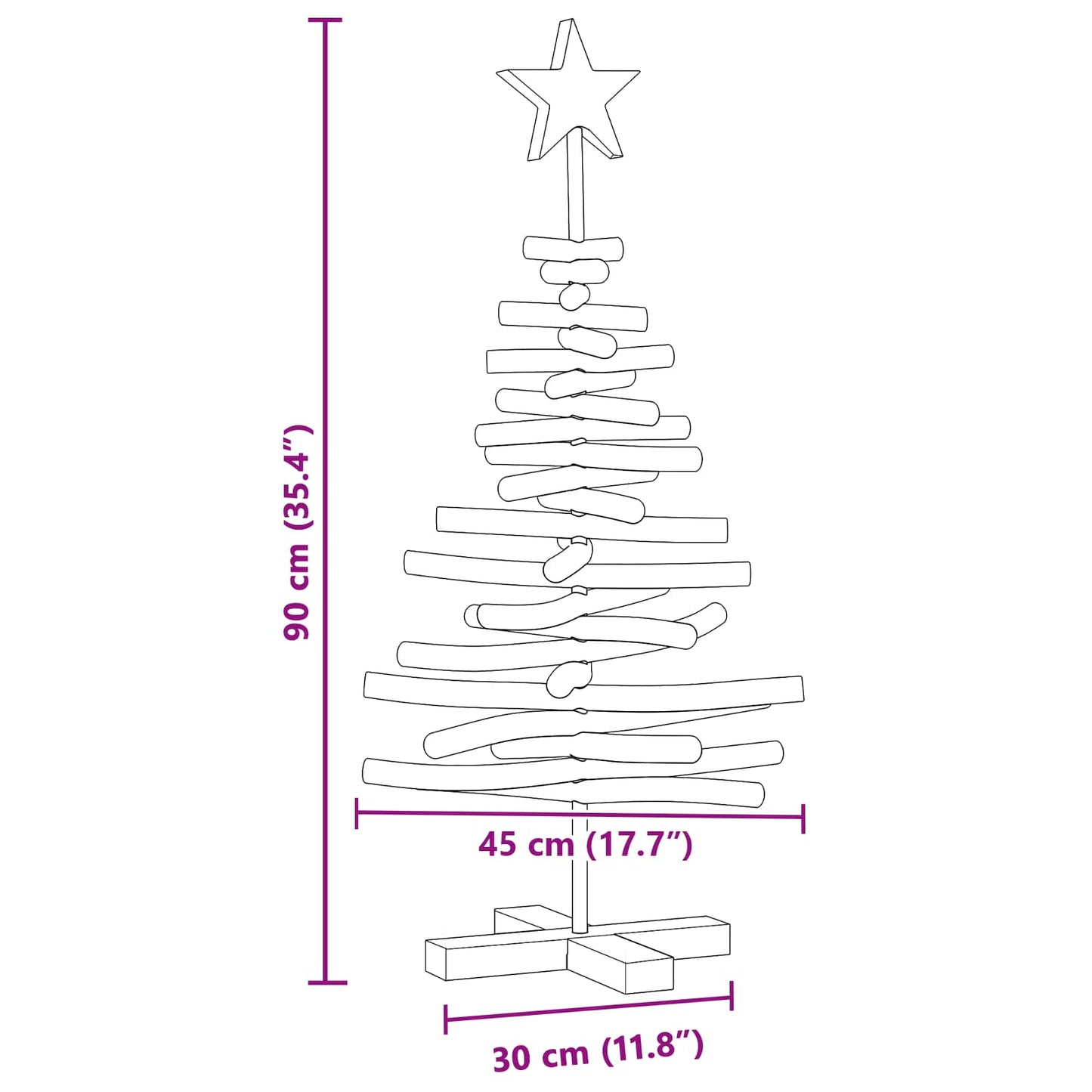 vidaXL Christmas Tree Brown 90 cm Solid teak wood - 56353