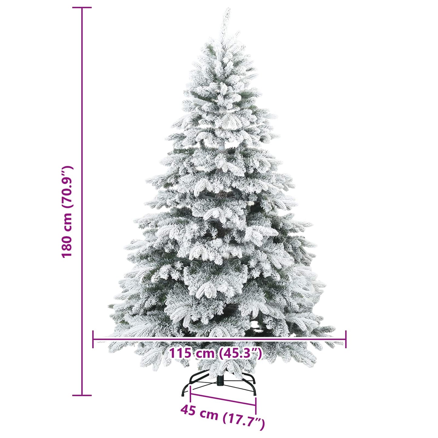 vidaXL Artificial Hinged Christmas Tree Snow Flocked White 180 cm - 56717