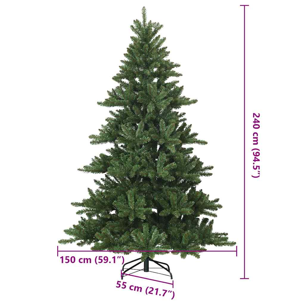 vidaXL Artificial Hinged Christmas Tree Green 240 cm PVC, steel