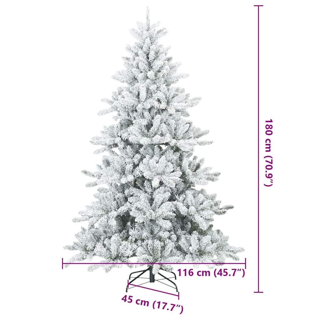 vidaXL Artificial Hinged Christmas Tree Snow Flocked White 180 cm - 56746