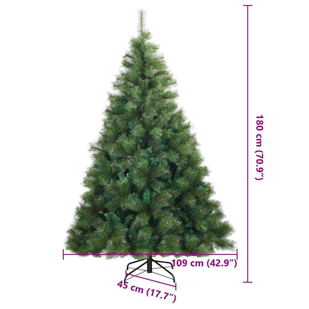 vidaXL Artificial Hinged Christmas Tree Green 180 cm PVC, steel
