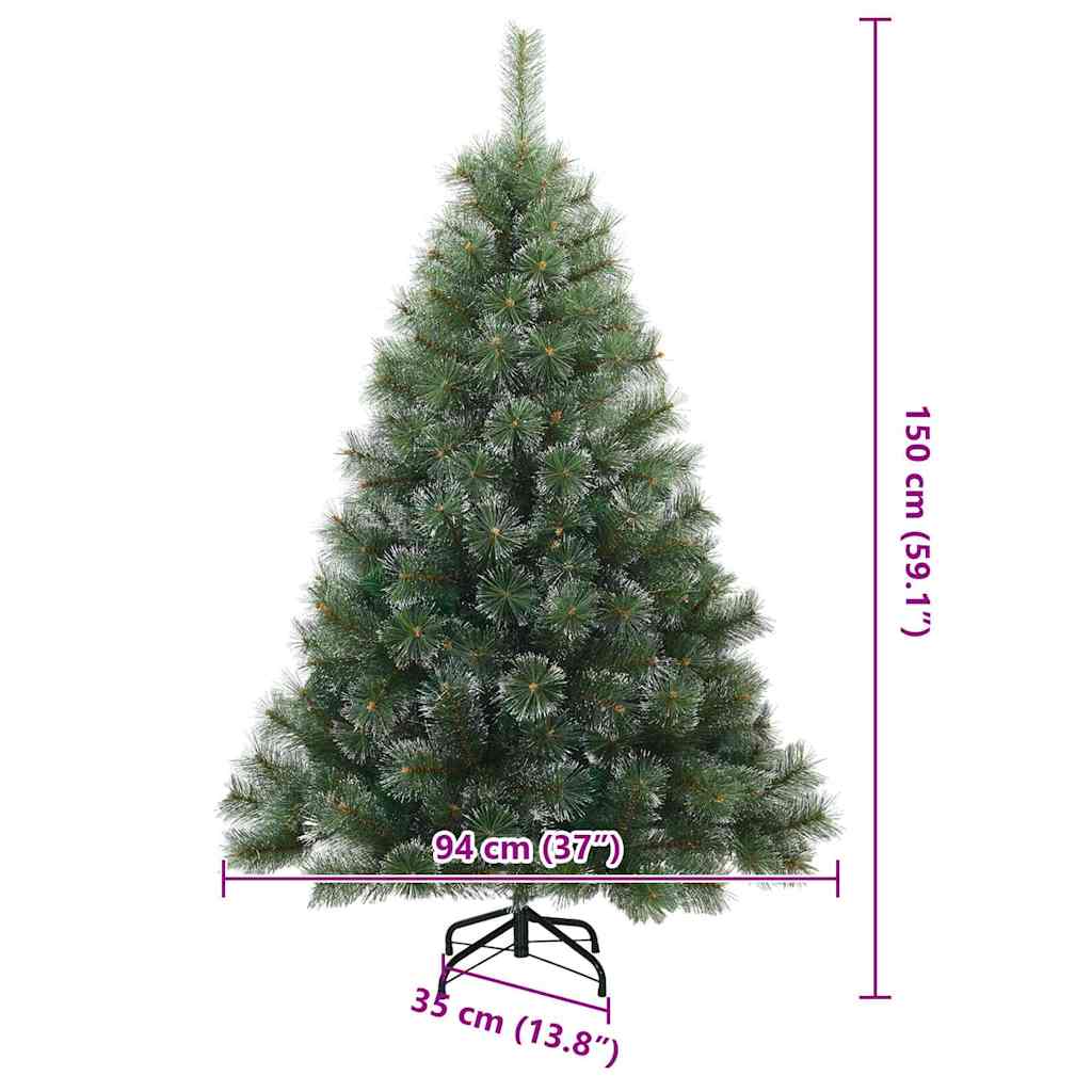 vidaXL Artificial Hinged Christmas Tree Snow Flocked Green 150 cm