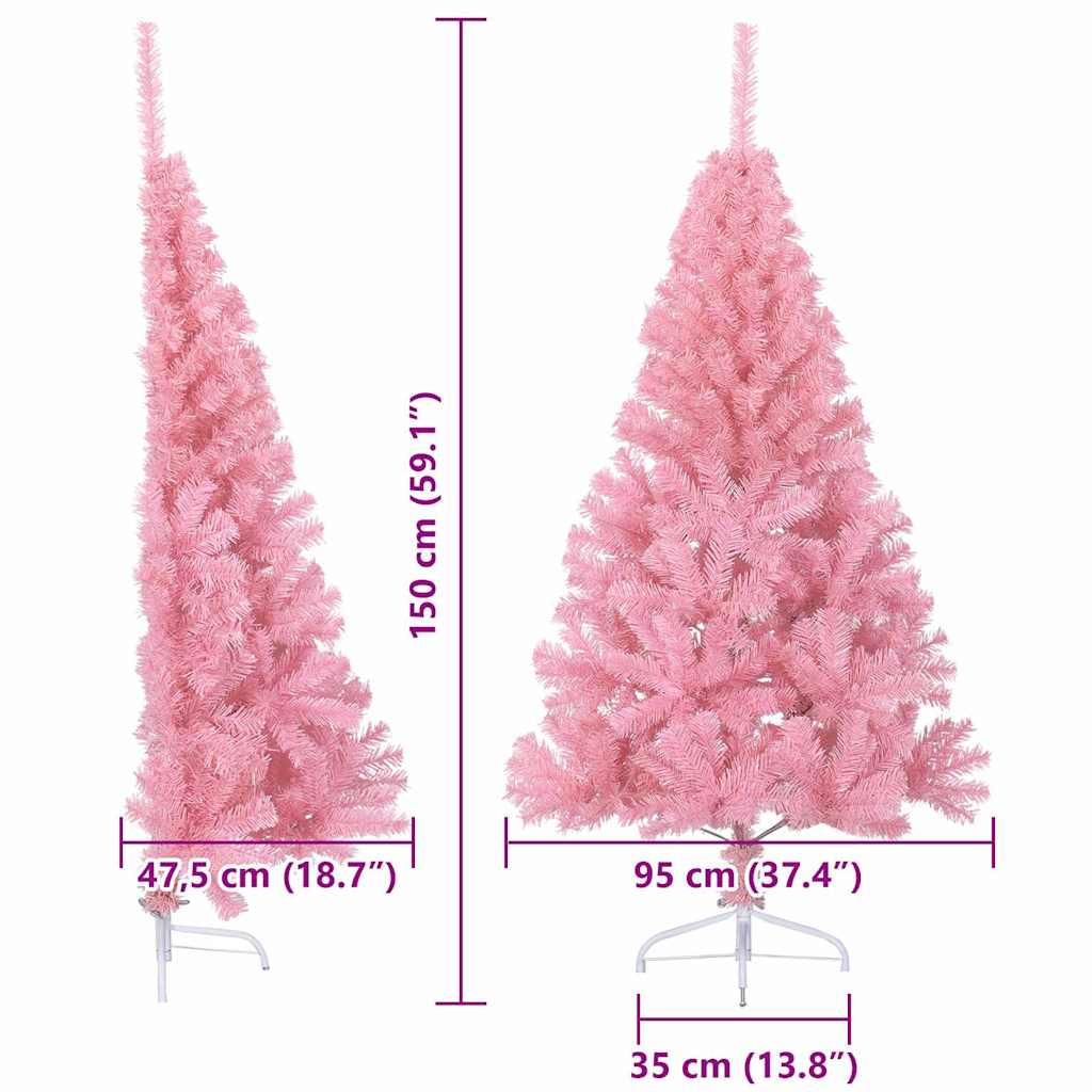 vidaXL Artificial Pre-lit Christmas Tree with 150 LEDs Pink 150 cm PVC - 50631