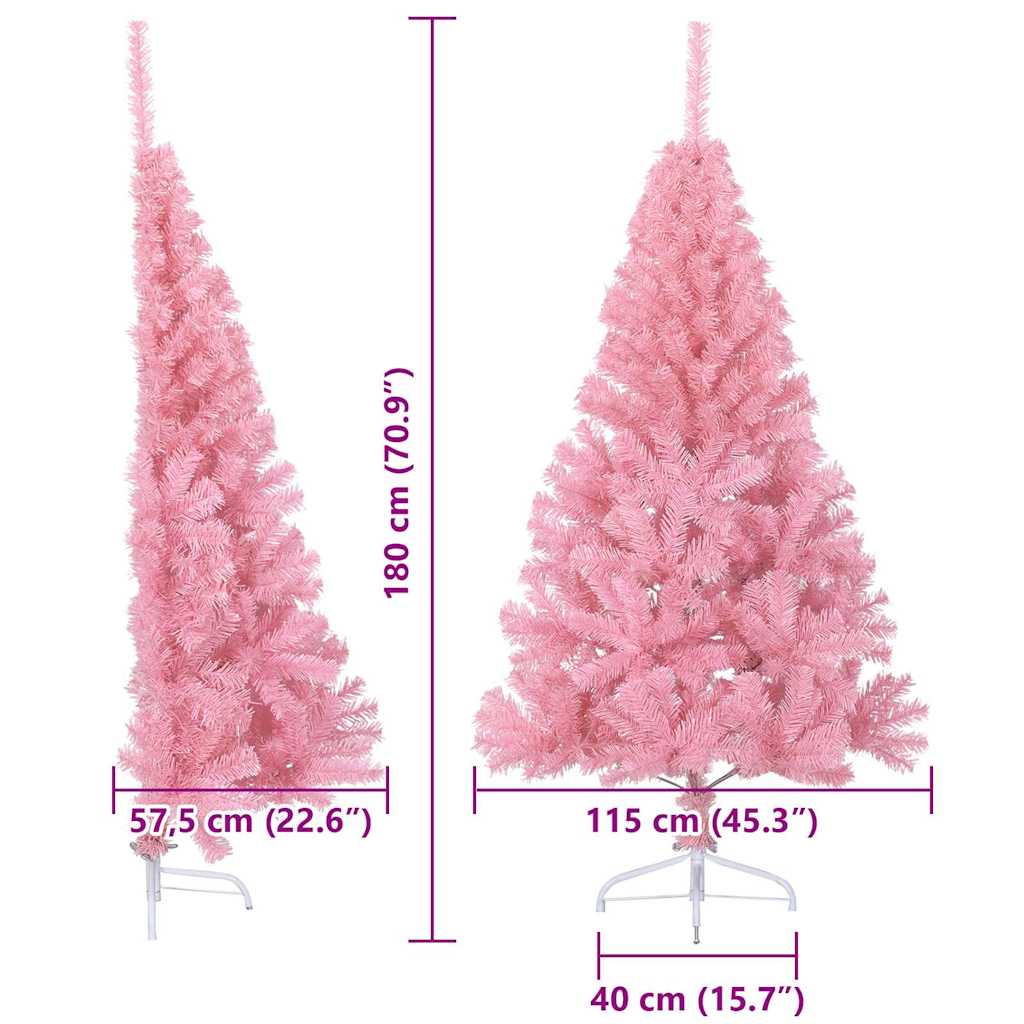 vidaXL Artificial Pre-lit Christmas Tree with 300 LEDs Pink 180 cm PVC