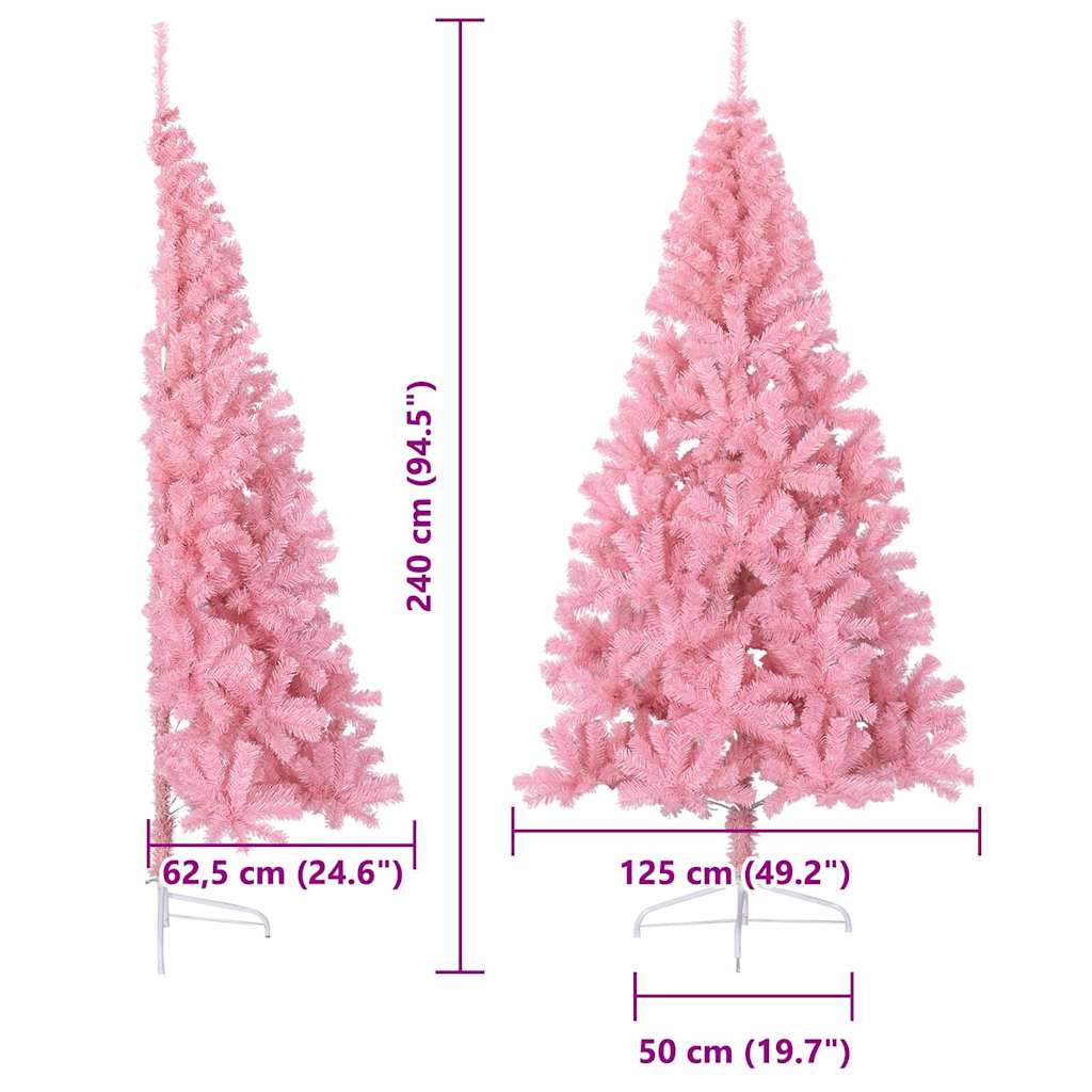 vidaXL Artificial Pre-lit Christmas Tree with 300 LEDs Pink 240 cm PVC - 50678