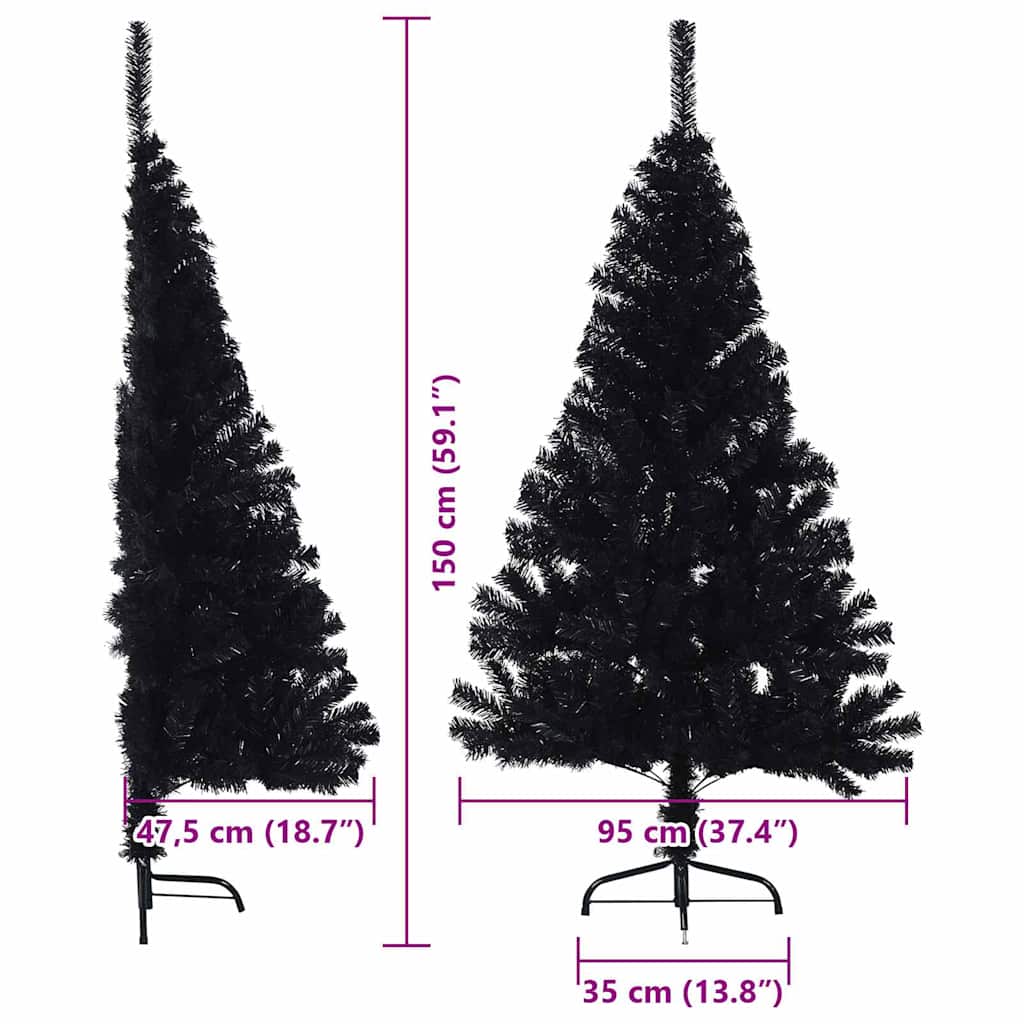 vidaXL Artificial Pre-lit Christmas Tree Black 150 cm PVC - 50735