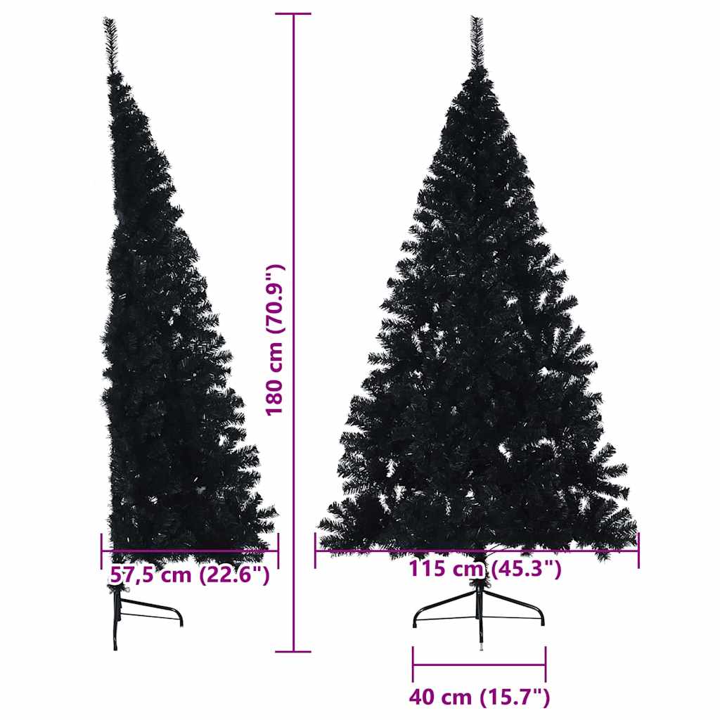 vidaXL Artificial Pre-lit Christmas Tree Black 180 cm PVC - 50777