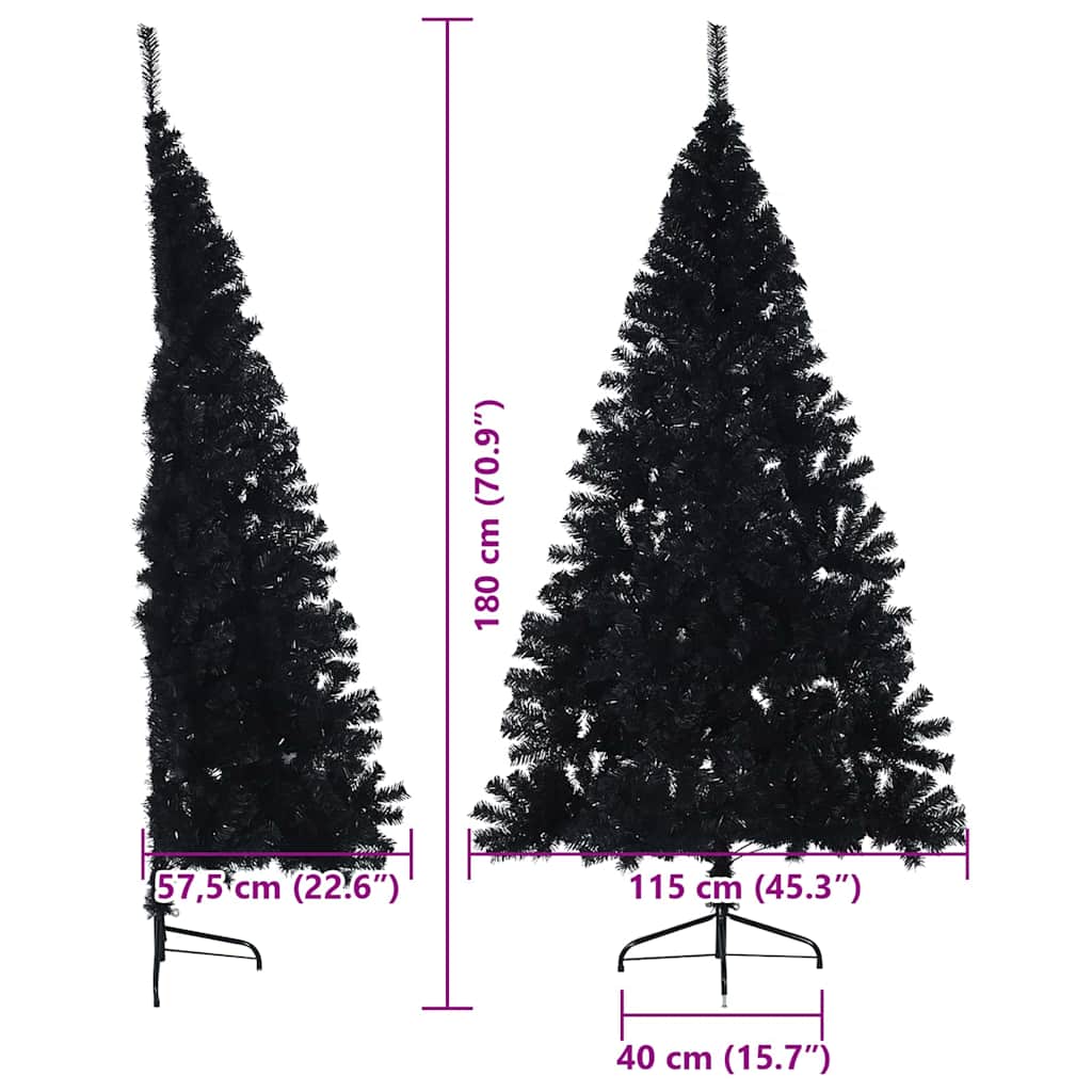 vidaXL Artificial Pre-lit Christmas Tree Black 180 cm PVC - 50786