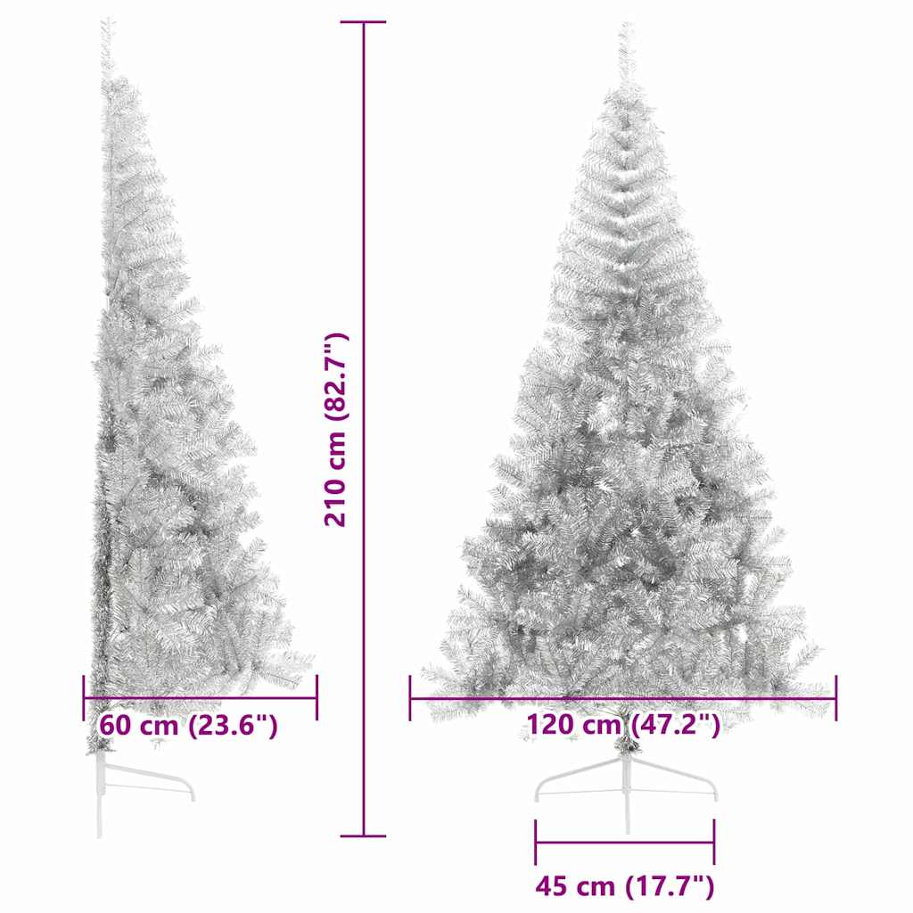vidaXL Artificial Pre-lit Christmas Tree Silver 210 cm PET - 50838