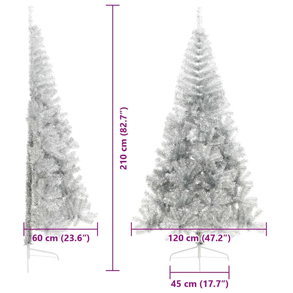 vidaXL Artificial Pre-lit Christmas Tree Silver 210 cm PET - 50851