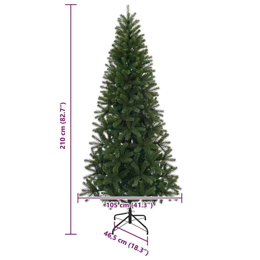 vidaXL Artificial Christmas Tree Green 210 cm PE and PVC - 51057