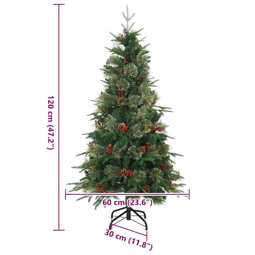 vidaXL Artificial Hinged Christmas Tree Green 120 cm PE and PVC - 51115