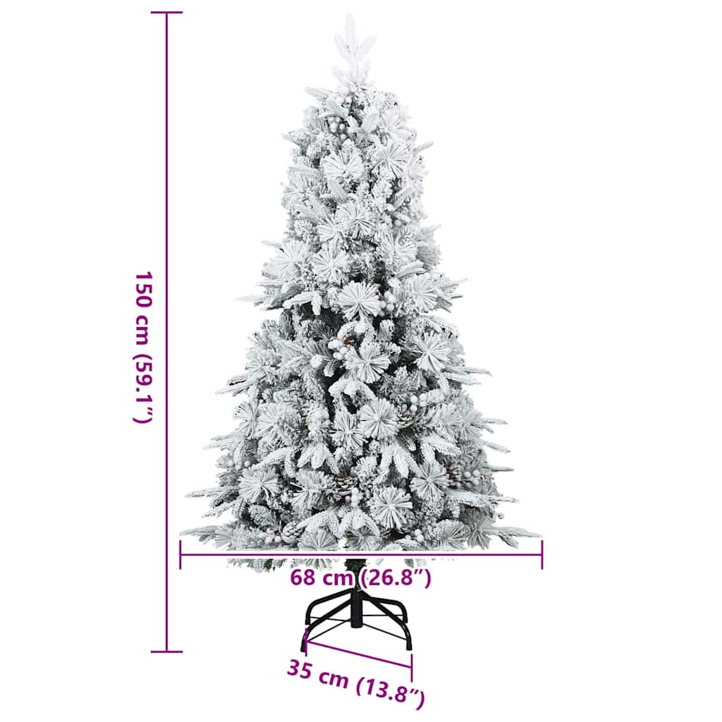 vidaXL Artificial Hinged Christmas Tree White 150 cm PE and PVC - 51400