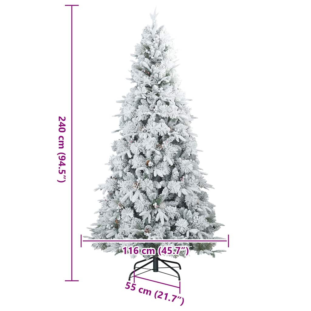 vidaXL Artificial Hinged Christmas Tree White 240 cm PE and PVC - 51553