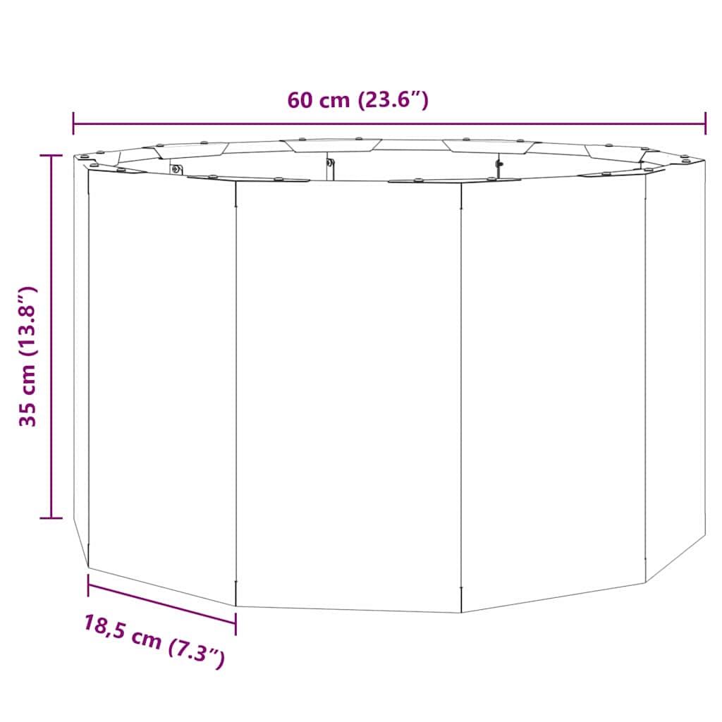 vidaXL Planter Rusty 60 x 60 x 35 cm Weathering Steel - Brown