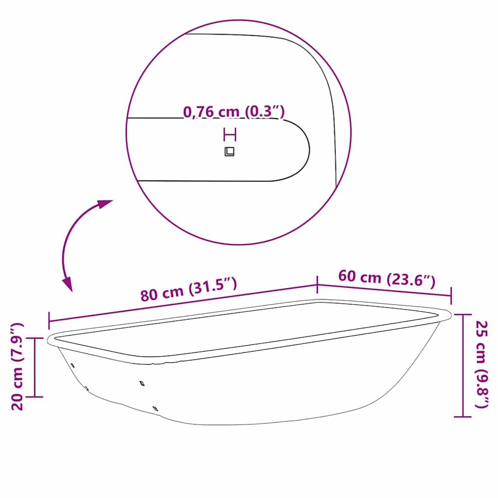 vidaXL Wheelbarrow Tray Replacement Silver 80 x 60 x 25 cm