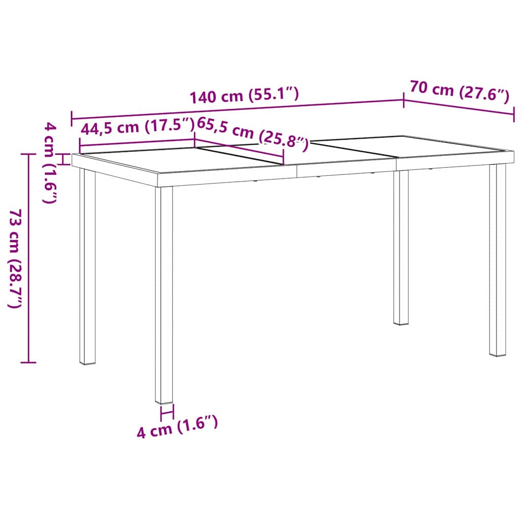 vidaXL Garden Table Black 140 x 70 x 73 cm Metal