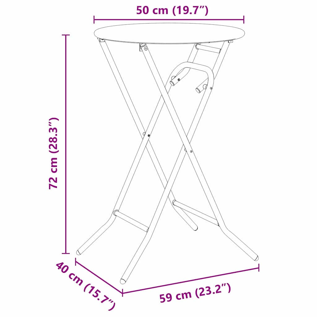 vidaXL Garden Table Folding Anthracite 50 x 50 x 72 cm Metal