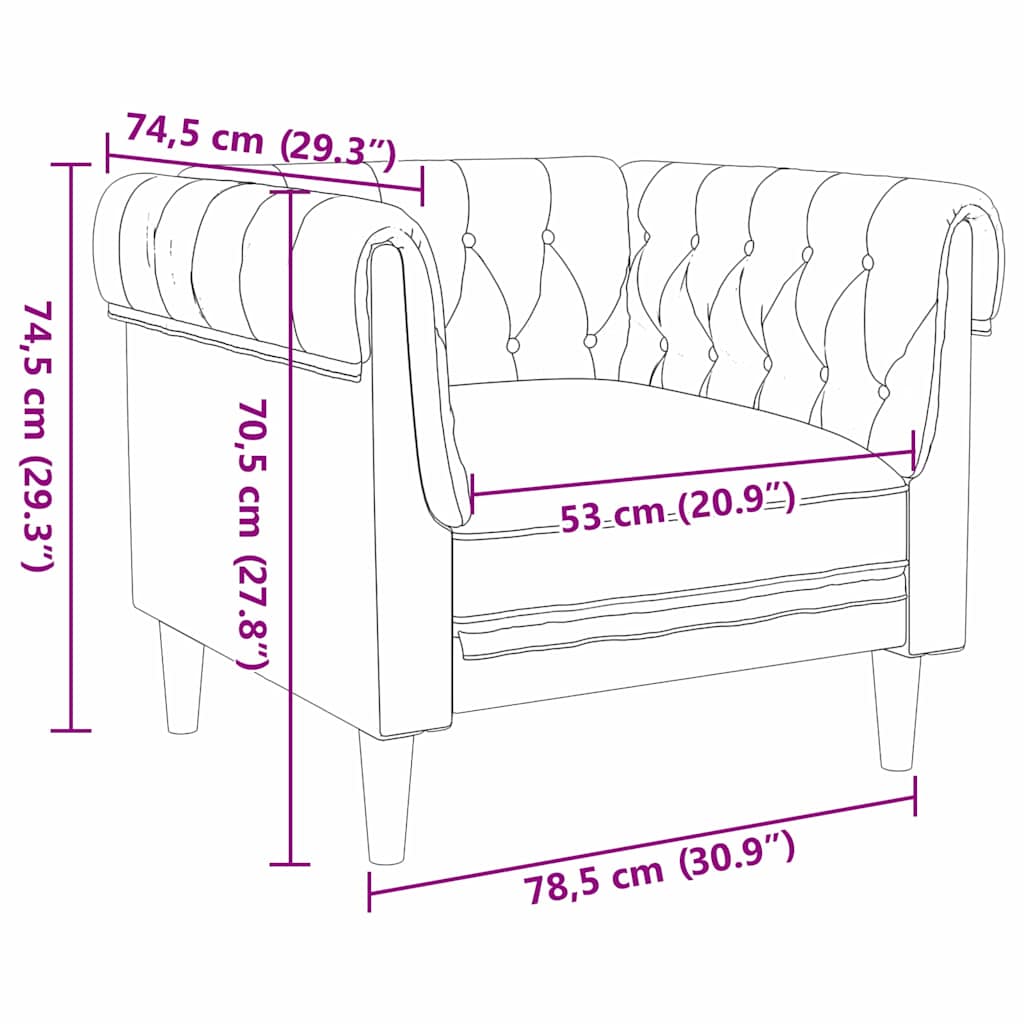 vidaXL Living Room Couch 3 pcs Dark Grey Fabric - 201.5 x 74.5 x 74.5 cm