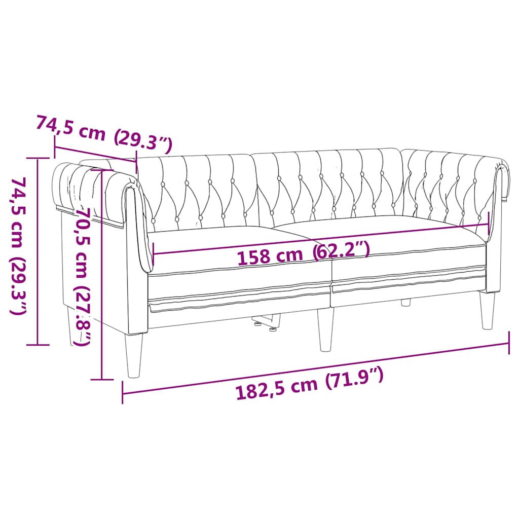 vidaXL Sofa Dark Grey 182.5 x 74.5 x 74.5 cm Polyester