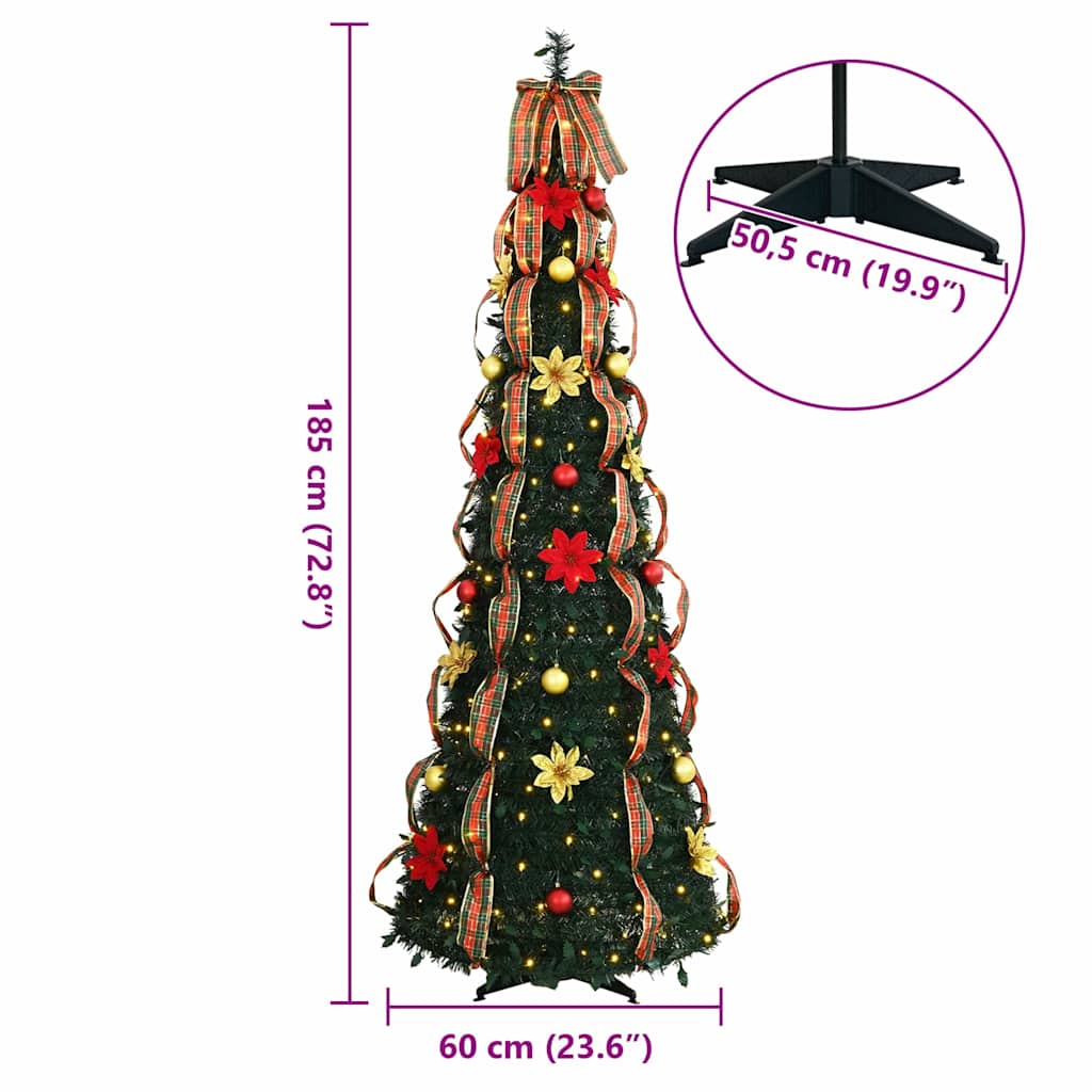 vidaXL Artificial Christmas Tree with 150 LEDs Green 185 cm PVC