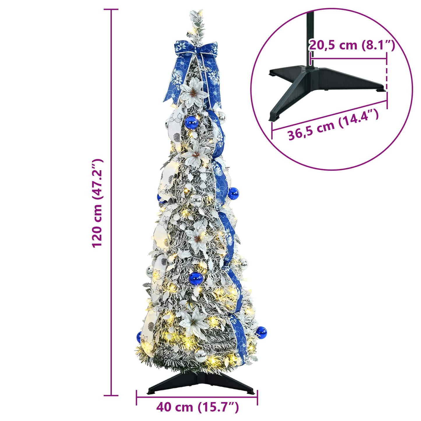 vidaXL Artificial Christmas Tree White 120 cm PVC
