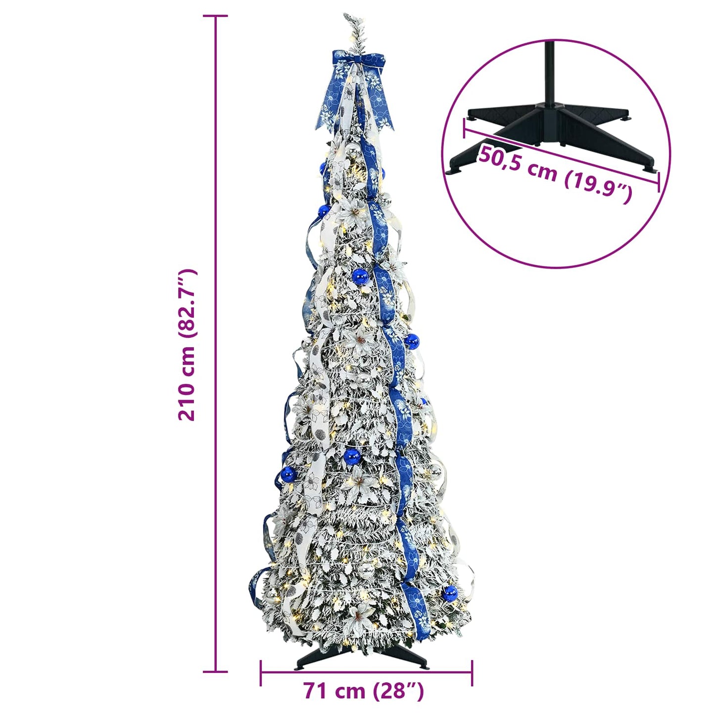 vidaXL Artificial Christmas Tree White 210 cm PVC