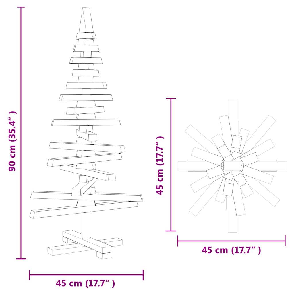 vidaXL Wooden Christmas Tree KOTKA Solid Pine Wood - Brown - 90 cm