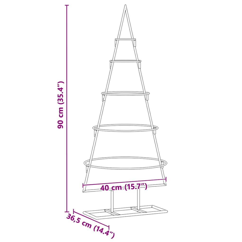 vidaXL Metal Christmas Tree with Stand Gold 90 cm Powder-coated steel