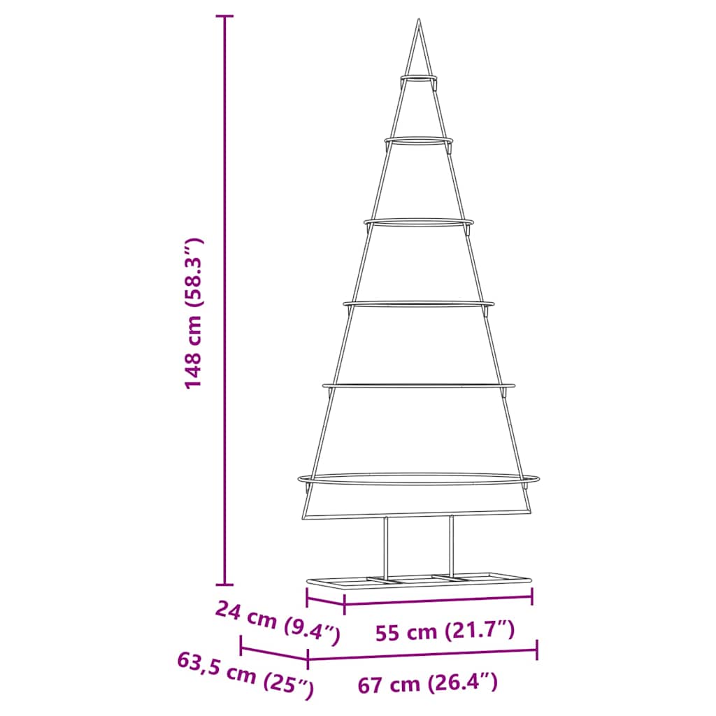vidaXL Metal Christmas Tree with Stand Gold 148 cm Powder-coated steel