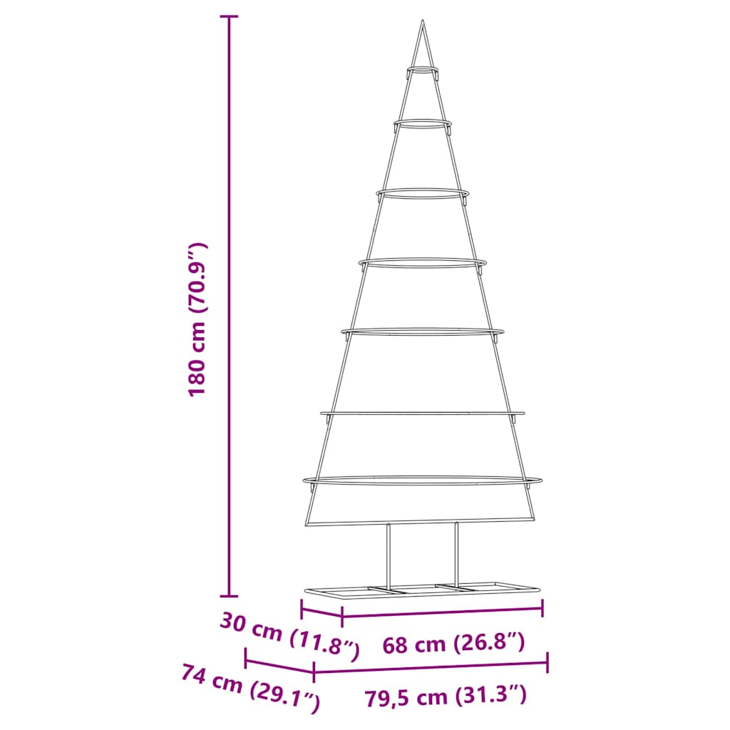 vidaXL Metal Christmas Tree with Stand Gold 180 cm Powder-coated steel