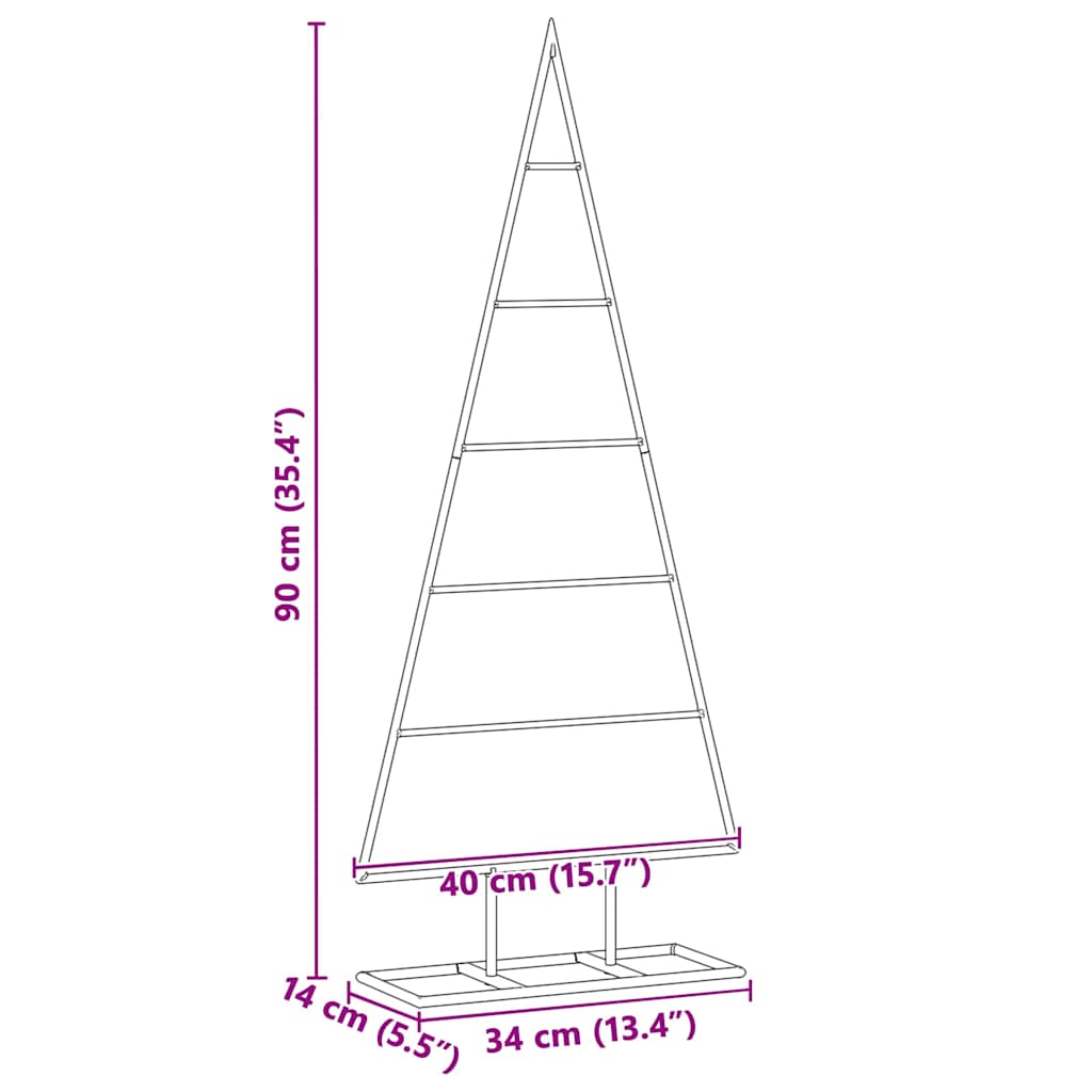 vidaXL Metal Christmas Tree Gold 90 cm Powder-coated steel