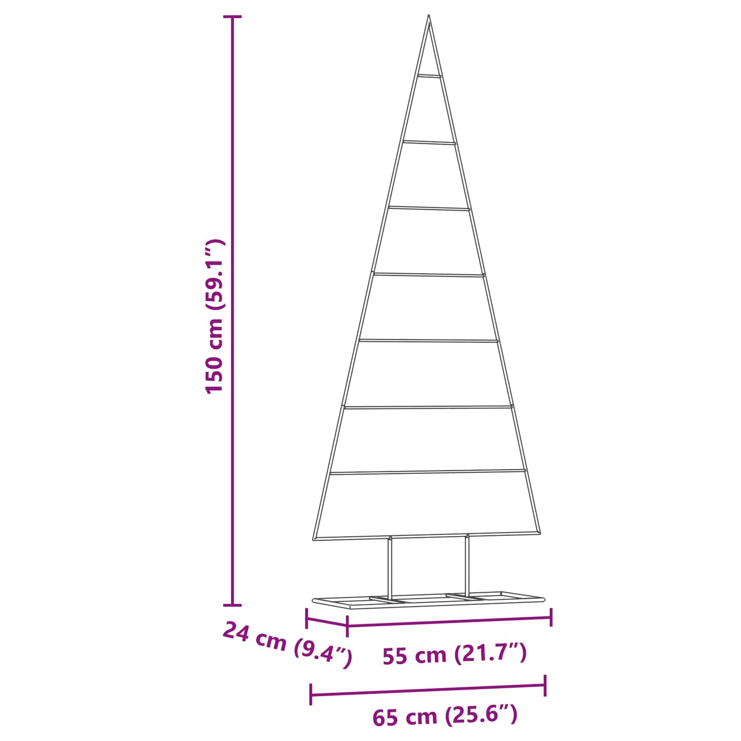vidaXL Metal Christmas Tree Gold 150 cm Powder-coated steel