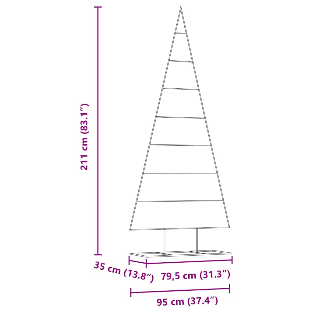 vidaXL Metal Christmas Tree Gold 211 cm Powder-coated steel