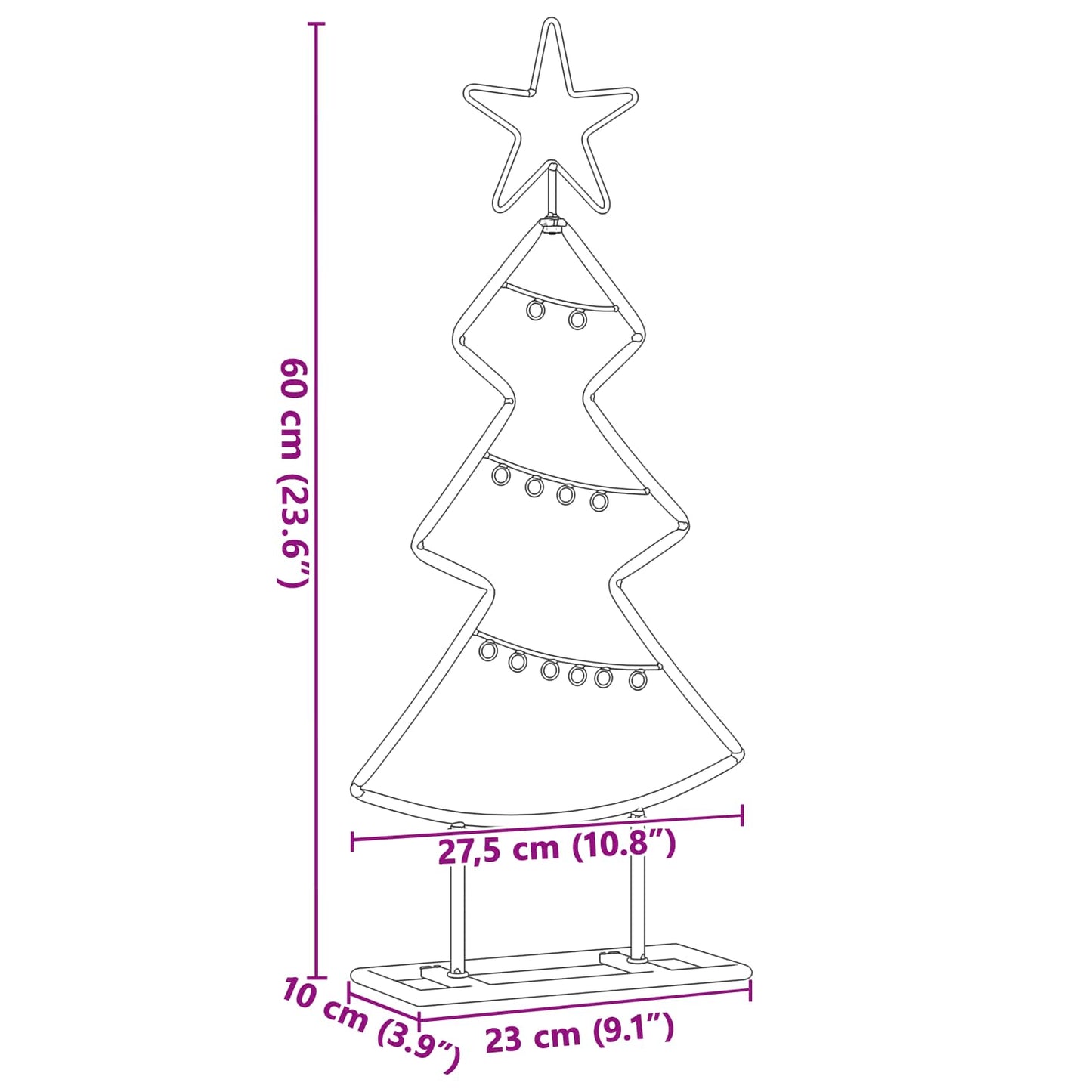 vidaXL Metal Christmas Tree Black 60 cm Steel - 56606