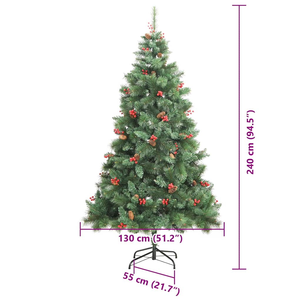 vidaXL Artificial Christmas Tree 300 LEDs Warm White PVC and Metal - Green - 240 cm