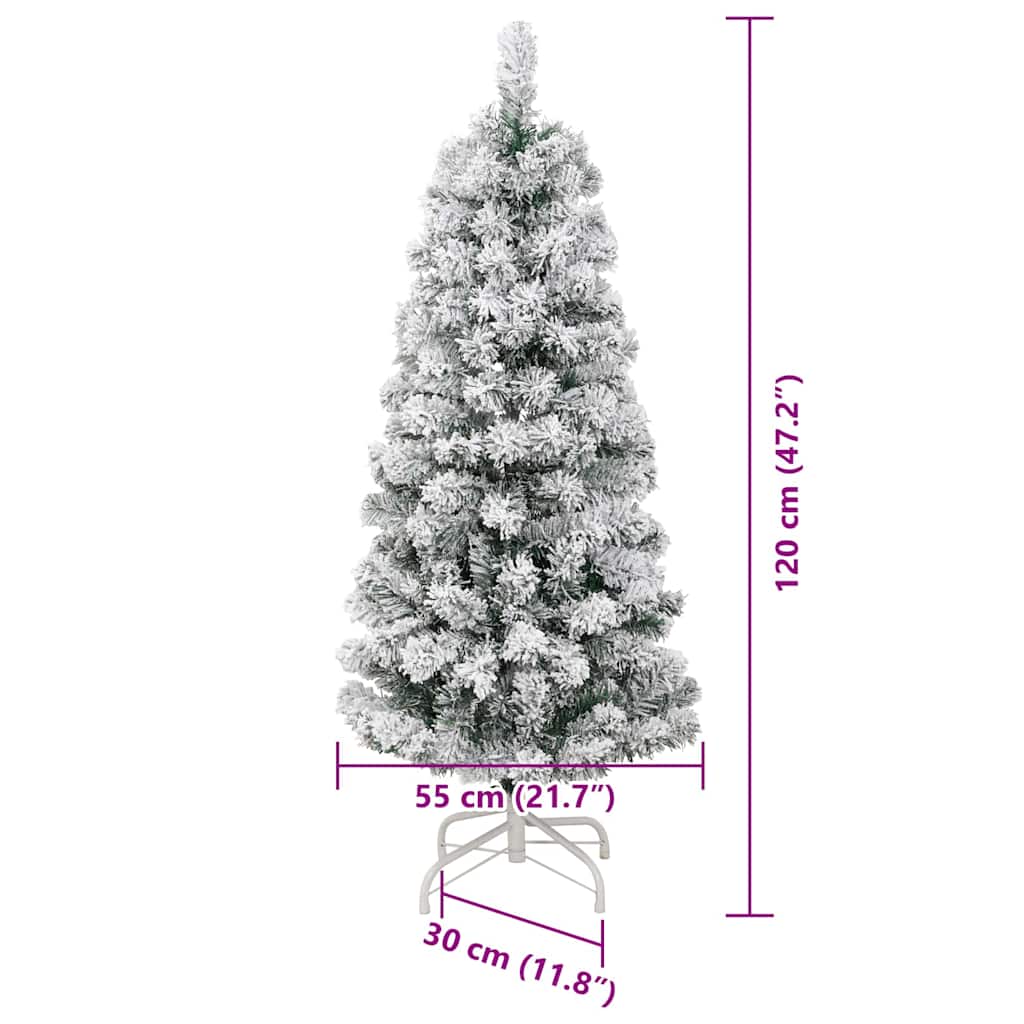 vidaXL Artificial Hinged Christmas Tree Green and White 120 cm - Gre - 55 x 55 x 120 cm - 144572