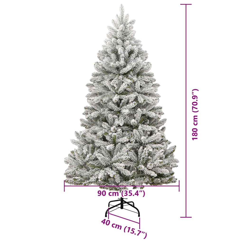 vidaXL Artificial Hinged Christmas Tree Green and White 180 cm - 47921