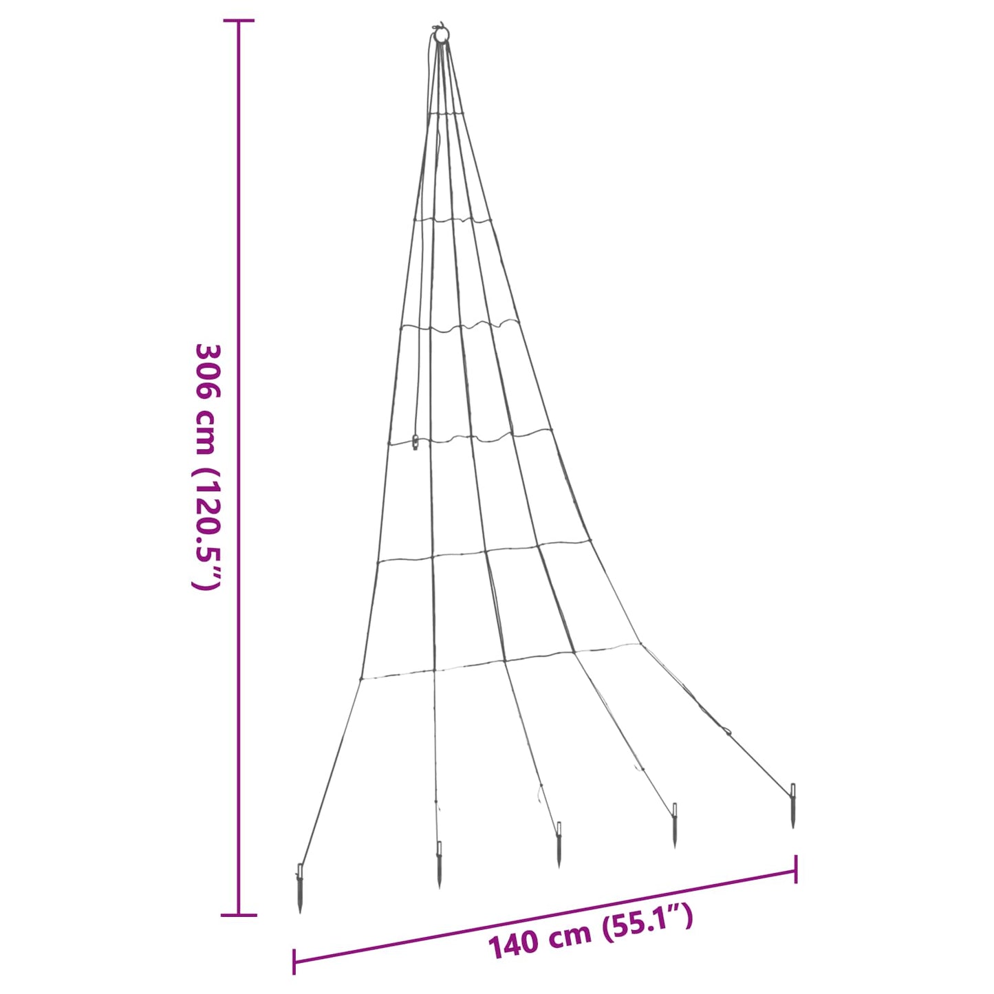 vidaXL LED Christmas Tree with Ground Spikes Blue 306 cm Metal